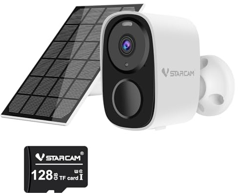 VSTARCAM 2K PIR-IP-Kamera mit Micro-SD-Karte 128 GB, Akku-Kamera, PIR-Bewegungsmelder, Farbnachtsicht, 2,4 GHz und 5 GHz WLAN, 2-Wege-Audio, IP66