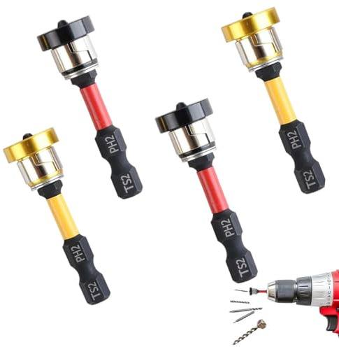 4 Stück PH2 Bits magnetisch, Schraubendreher Bit mit Positionierung, 1/4-Zoll-Sechskantschaft Trockenbau Aufsatz für Akku-Schrauber, Hand-Bohrmaschinen, Gips und Trockenbau