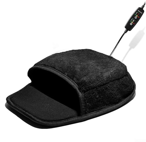 DAZZLEEX USB Beheiztes Handwärmer Pad mit Handgelenkschutz, Plüsch Elektrische Heizmatte für Home Office Laptop Arbeit, 3 Temperatureinstellungen und Timer, Schwarz (Schwarz)