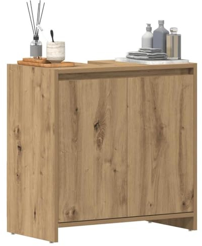Foknhdi Meuble de lavabo 60 x 33 x 60 cm en matériau dérivé du bois - Étagère de lavabo, petites salles de bains, toilettes d'invités