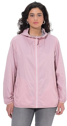 Ulla Popken Damen große Größen Übergrößen Plus Size HYPRAR Wendejacke, wasserabweisend, Kapuze zartes Altrosa 46+ 846569524-46+