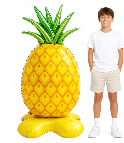 ALEGRE® Folienballon Ananas Deko, XXL 3D Hawaii Deko Ananas Luftballons Geburtstag, Beach Party Deko, 154x77cm Ananase Ballons für Hawaii Party Deko, Sommerparty, Beachparty, Kindergeburtstag Deko