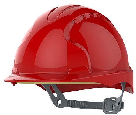 JSP EVO2 Safety Helmet Hard Hat Slip Ratchet Non-Vented Red, Made in the UK | For construction, electrical, civil engineering and industry. Lightweight comfort with precision fit harness. EN397 certified