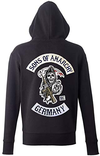 Digital Pharaoh SOA Samcro Germany Kapuzenpullover mit originalgetreuen, aufgestickten Aufnähern Redwood Original Jax Teller Reaper MC Cut (Large)