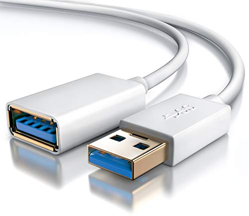 CSL - 2m USB 3.2 Gen1 Verlängerungskabel - USB Erweiterungskabel USB Verlängerung - bis zu 5 Gbit s - doppelt geschirmt - Knickschutz - bidirektional - weiß