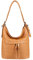 OBC Made in Italy Damen echt Leder Tasche Handtasche Umhängetasche Ledertasche Schultertasche Beuteltasche Umhängetasche Cross-Over (Cognac 30x27x14 cm)