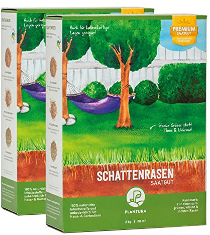 Plantura Schattenrasen, 4 kg, Rasensamen für Schatten, Premium-Saatgut