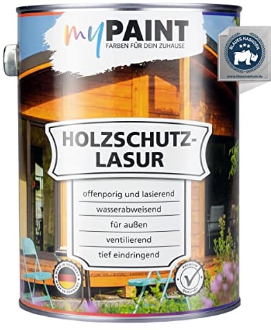 MyPaint Holzschutzlasur Außen 2,5 Liter – Palisander - Wetterfeste Holz Lasur für außen. Mit UV-Schutz. Ideal für Gartenmöbel & Zäune. Professioneller Außenschutz gegen Feuchtigkeit & Sonne