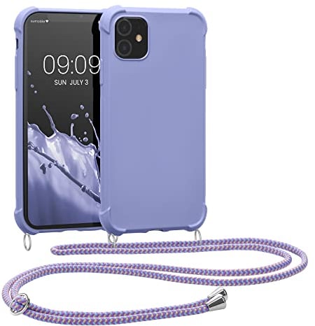 kwmobile Crossbody Case Compatible with Apple iPhone 11 Case - TPU Silicone Cover with Strap - Lavender