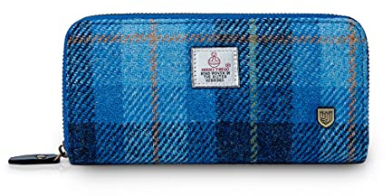 Snow Paw Harris Geldbörse mit langem Reißverschluss, Tweed, Blau