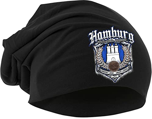 Uglyshirt87 Für Immer Hamburg Mütze | Strickmütze - Hamburg Beanie - Hamburg Hut - Logo - Hat - Stadt - City | Beanie Druck: Bunt