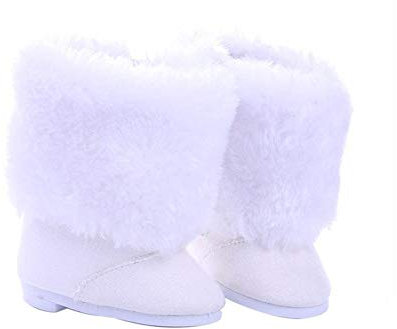 DUORUIMI Puppenstiefel Weiß Schuhe Winter Zubehör für American Girl Puppe 18 Zoll