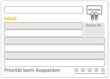 Umzugsetiketten im XL-Format - farbige Umzugsaufkleber zum Beschriften von Umzugskartons, besser organisiert beim Umzug durch 8 verschiedene Aufkleber – mehr Übersicht durch Etiketten (15er Weiß)