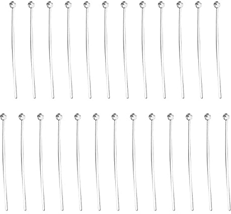 SUNNYCLUE 1 Box 25 Stück Flachkopfstifte Aus Sterlingsilber 2 cm Flachkopfstifte Für DIY Schmuckherstellung Ohrringe Zubehör