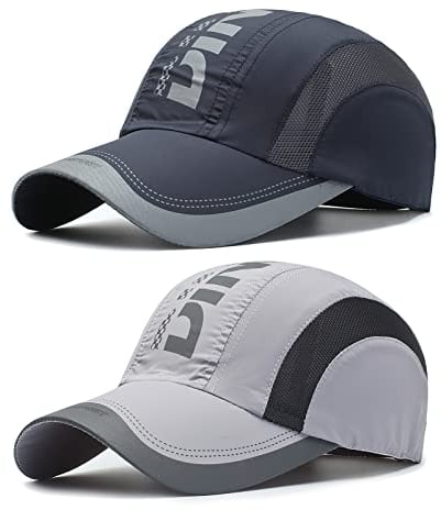 TAGVO Baseball Cap Herren Damen, 2 Packs Schnell Trocknend Atmungsaktiv Sports Mesh Baseballkappe, Sommer Baseballmütze UV-Schutz, Kappe Herren Verstellbar Mütze Wasserdicht Outdoor Baseballkappe