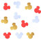 100 Stück 5,1 cm Minnie Mouse Kopf Konfetti Junge oder Mädchen Babyparty Micky Maus Konfetti Minnie Maus zum ersten Geburtstag Zubehör Dekorationen Tischdekoration (Rot Gold Weiß)