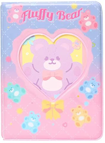 runrayay 3 Inch Mini Photocard Album, Purple Heart Hollow Photo Holder, Kpop Photocard Binder for Fujifilm Instax Camera, 40 Pockets