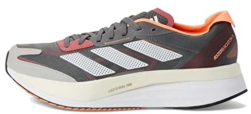 adidas Damen Adizero Boston 11 Sneaker, Grau/Zero Metallic/Beam Orange, 44 EU