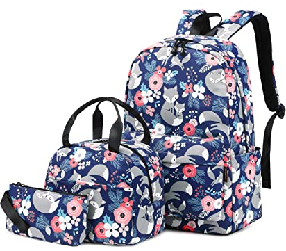 Wadirum Juego de mochilas escolares con estampado femenino mochila casual para el día a día Zorro