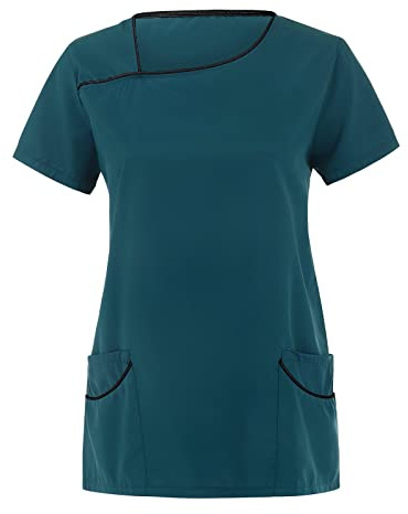 Damen Tshirt V Ausschnitt - Kasaks Altenpflege Damen Bunt Kragen V Ausschnitt Druck T-Shirt Uniformen Arbeitskleidung Katzen Mit Taschen Tops Arbeitsuniform Rot Motiv Shirts Dress Set