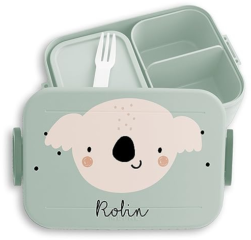 Kinder Bento Box Midi Lunchbox für Mepal Bentobox - Brotdose Boho Koala Vesperbox Koalabär Jausenbox Beutelbär I - 900 ml - Sage Grün - customized lunch personalisierte name essbox snackbox