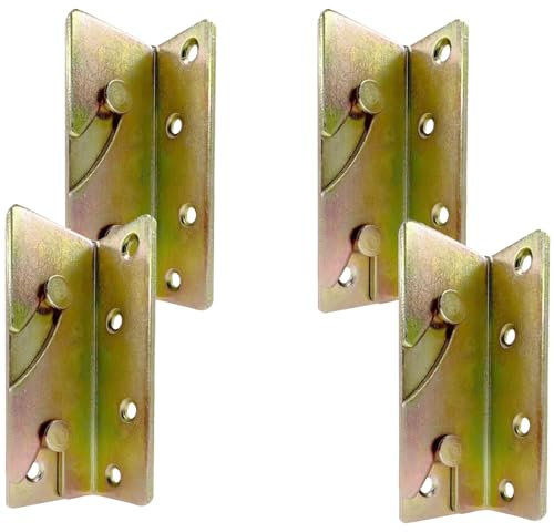 4 PCS Heavy Duty Bed Rail Brackets,Bed Hinges Sets,Bed Frame Fasteners