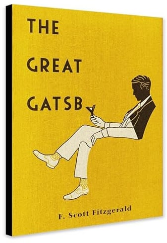 The Great Gatsby Bucheinband Wandkunst eingewickeltes, gerahmtes Leinwandbild (A1 81 cm x 61 cm)