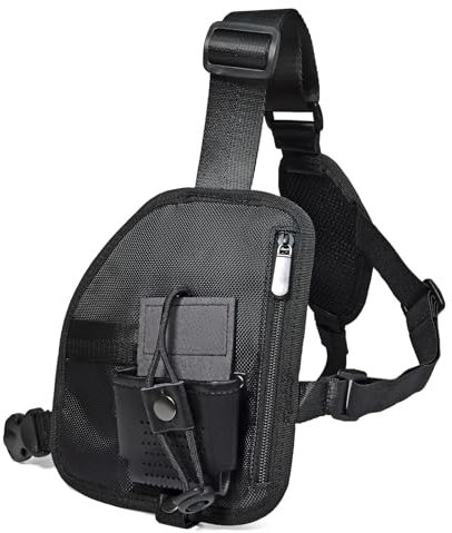 TWAYRDIO Radio Brustgeschirr, Westenhalter, Schultertasche, Holster, Zwei-Wege-Radio-Tasche mit einer verstellbaren Einzel-Radio-Tasche für BaoFeng Motorola Talkabout Midland Retevis Yaesu Handhelds