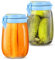 JIIKOOAI 2PCS Fermenters with Air Release Vent, 1L Kimchi Container with Lid for Date Recording, Glass Storage Mason Jar for Kimchi, Pickles, Yogurt, Food jams