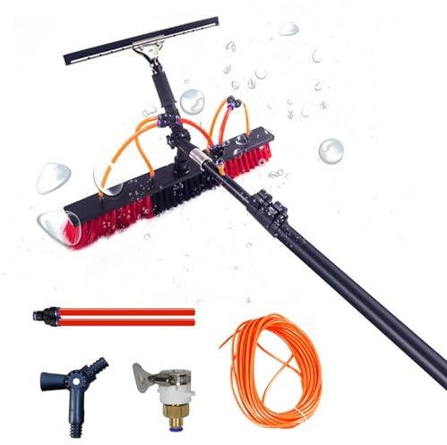 Pv Reinigungsbürste Teleskop Set, Teleskop Waschbürste, Solarreinigung Ausziehbarer Teleskopstange, Wassergespeister Bürstensprühreiniger, for Fensterglas/Solarpanel (Color : Brush head-35cm, Size :