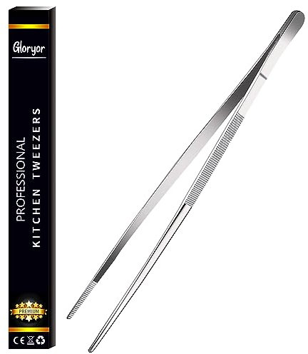 Gloryor® Kochpinzette Edelstahl 16-40cm, Küchenpinzette Lang, Pinzette Küchen, Koch Grillpinzette, Fleischpinzette, Kochzange, Zange Küche, Grillzange, Küchenzange, Kochen Zubehör(Mehrzweck, 20 cm)