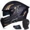 DXDRT Bluetooth Modular Motorcycle Helmets, DOT/ECE Approved Flip Up Full Face Motorcycle Dual Visor Helmet with Dual Speakers And Microphone for Adults Men And Women,Gold,L 59~60cm