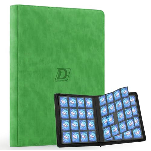 Deoyibu Sammelkarten Album Groß für 1000+ Karten, 16 Fächer Karten Sammelalbum mit Reißverschluss, Card Binder für Trading Cards, für YuGiOh, MTG, Sportkarten etc. Grün