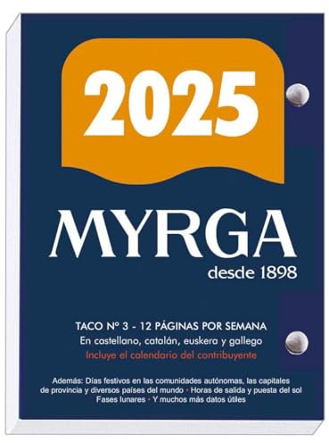 MYRGA - Taco Sobremesa Calendario MYRGA 2025 Nº 3 Español