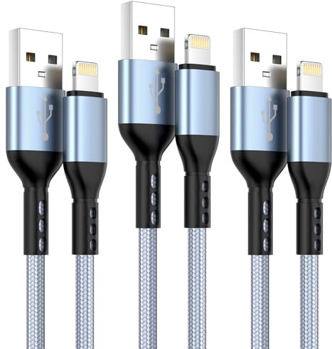 iPhone Charger 3pack 10FT Apple MFi Certified Nylon Braided Lightning Cable Fast Charging Long USB Charging Cable High Speed Transfer Cord for iPhone 14 13/12/11 Pro Max/XS MAX/XR/XS/X/8/7/Plus/6S