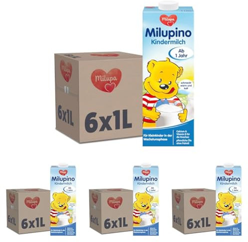 Milupino Kindermilch trinkfertig (6x1L), ab 1 Jahr, für Kleinkinder in der Wachstumsphase (Packung mit 4)