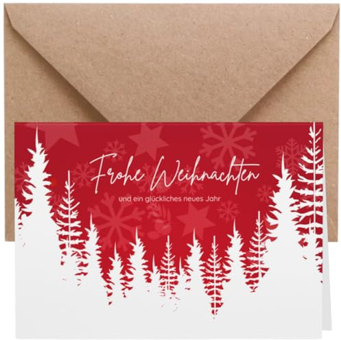 ZETTMANN® 20er Premium Weihnachtskarten mit Umschlag Set - 10 Weihnachtskarten und 10 Umschläge - Grußkarten zu Weihnachten (Wald)