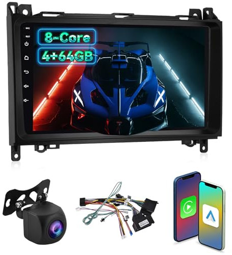 [4+64G] Carplay Radio für Mercedes Benz Klasse A/B/V Klasse Vito Viano Sprinter 2500 3000 W169 B200 W639-9 IPS 1280 * 720P Touchscreen EQ Audio - Android Auto, AI DSP, SWC + AHD Rückfahrkamera