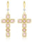 Linawe Rosa Kreuz Anhänger Schmuck, Kreuz Ohrringe Gold Hängend, Damenohrringe Ohrhänger Modeschmuck, Moissanite Geburtsstein Kristall Strasssteine Ohringe Vergoldet Frauen