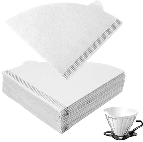 HOTUT Kaffeefilter papier, 100 Stück V-förmiger Einweg Kegelfilter, V01 Kaffee Papierfilter Größe 1 für marktführende Marken Kaffee, für Kaffeetropfkegel/Übergießmaschinen -Weiß