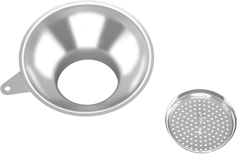 Serinar Entonnoir de mise en conserve en acier inoxydable avec passoire amovible – pour confitures, cornichons et conservation de la maison, passe au lave-vaisselle (alésage large de 7 cm pour bocaux