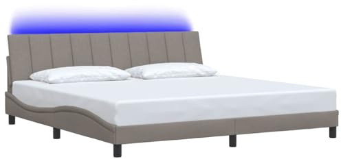 vidaXL Bettgestell ohne Matratze Hanko Taupe 200x200 cm Stoff, Bettrahmen, SchlafzimmerBettgestell DoppelBettgestell Bettgestell Schlafzimmermöbel, Stoffbett