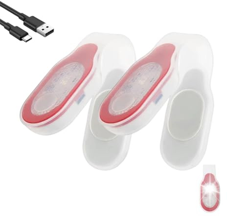 LOMUG Luz nocturna de enfermería con clip en linterna, 2 unidades, clip LED, mini linterna, luz nocturna para enfermera, recargable por USB, luz LED para correr, ciclismo, camping, emergencia