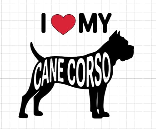 „I Love my Cane Corso“ Aufkleber – 15x13 cm | Hochwertiger Vinyl-Sticker für Auto, Fenster, Laptop & mehr | Wetterfest, UV-beständig & selbstklebend | Hundeaufkleber für Cane-Corso-Fans (Schwarz)