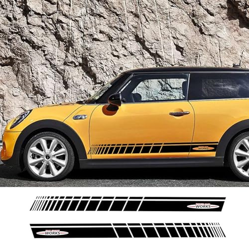FUNOJIM Autotür-Seitenschweller-Streifenaufkleber, JCW-Aufkleber, Dekorationszubehör, passend für Mini John Cooper Works R56 R58 R59 F57 F56 Schrägheck