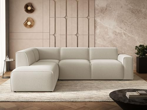 GRAINGOLD Eluno Ecksofa 292x220 cm, L-Form Sofa, Sofa für Wohnzimmer, Bouclé Stoff, 4-Sitzer Eckcouch, Modernes Design (Beige, Links)