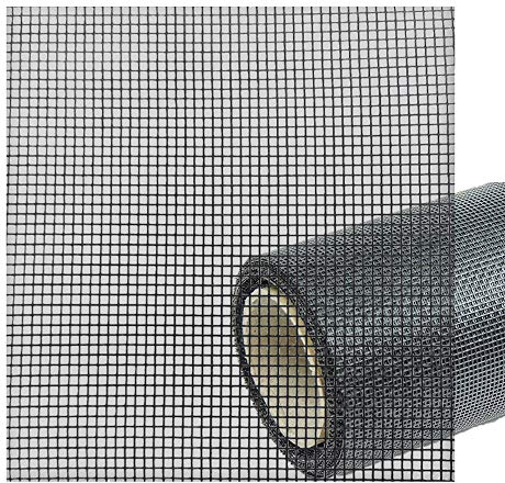 6,90€/m² Ersatz Fliegengitter Netz als Meterware oder Ersatzrolle - Draht Gaze für Balkon, Fenster Tür, Gewebe als Rolle in Schwarz - Anthrazit – Das Fensternetz Fiberglas-Gewebe 90 cm 70%