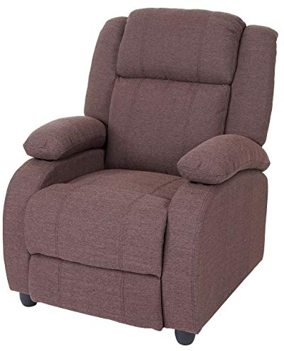 Mendler Fernsehsessel Lincoln, Relaxsessel Liege Sessel, Stoff/Textil - Mahagony