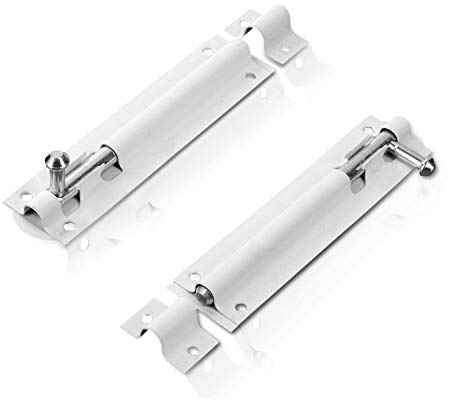XFORT® 2 Pack Tower Bolt White 100mm (4), Door Lock Bolt, Strong White Coated Door Barrel Bolt, Durable Slide Bolt for Increasing Security on Garden Gates & Shed Doors.