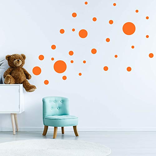 WANDKIND 32 Kreise Set - Punkte Wandtattoo Wandaufkleber Sticker Aufkleber Rund Himmel (Orange)